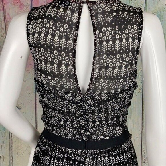 Anthropologie Postmark Black White Floral Dress Small - Picture 5 of 11